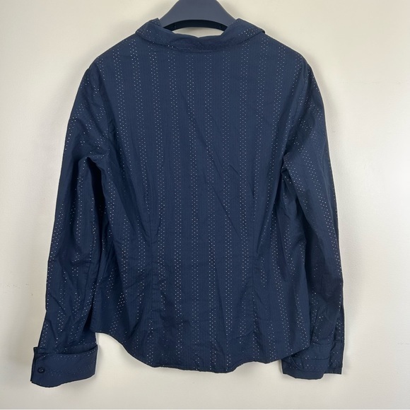 Attention black button‎ front blouse silver threaded size large - Picture 2 of 9